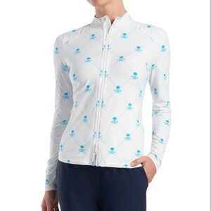 G/Fore Skull Killer Full Zip Jacket Turquoise Blue White Size XL